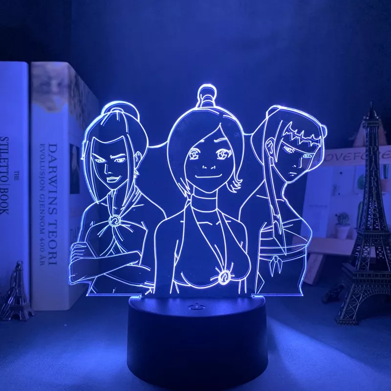 Luminária Avatar luz noturna led acrílica de avatar, a lenda de aang para crianças, quarto de criança, decoração de noite, avatar, ty lee, lâmpada 3d de presente 1