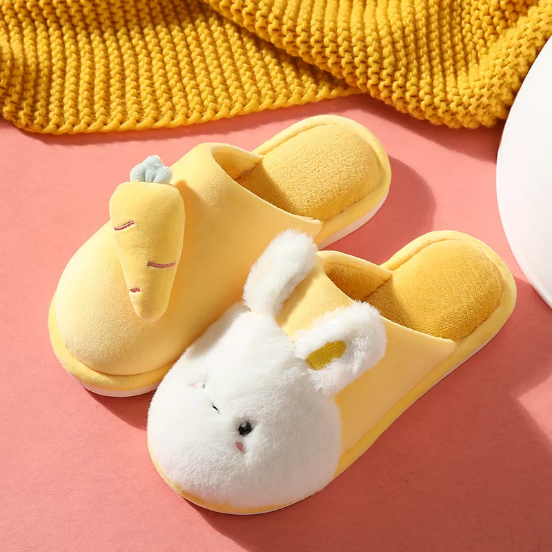 Pantufa de inverno chinelos de pele quente sapatos de algodão bonito adorável dos desenhos animados coelho interior quarto feminino amantes das senhoras dos homens corrediças peludas 1