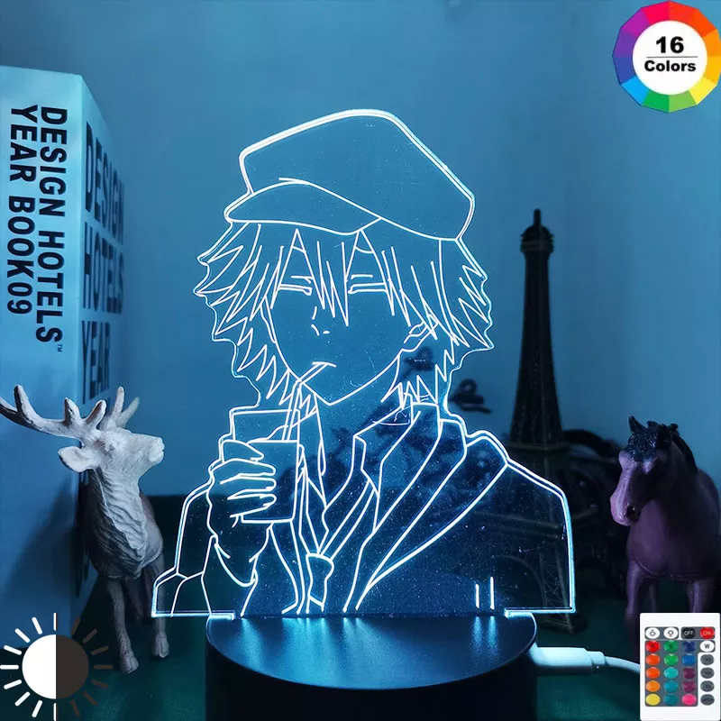 Luminária Bungo Stray Dogs Anime Bandeja de led para decoração de quarto, candeeiro de mesa 3d para decoração de quarto e presente de aniversário 1