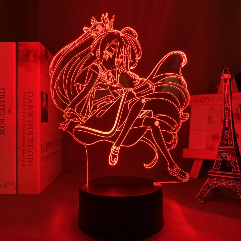 257269003 Luminária Anime No Game No Life lâmpada luz noturna, dispositivo sem jogos de anime e camiseta com luz led para decoração de quarto ou presente de aniversário