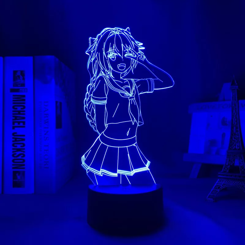 26461118 Luminária fate/apocrypha astolfo, para quarto, presente, luz noturna, anime, waifu, lâmpada de mesa 3d