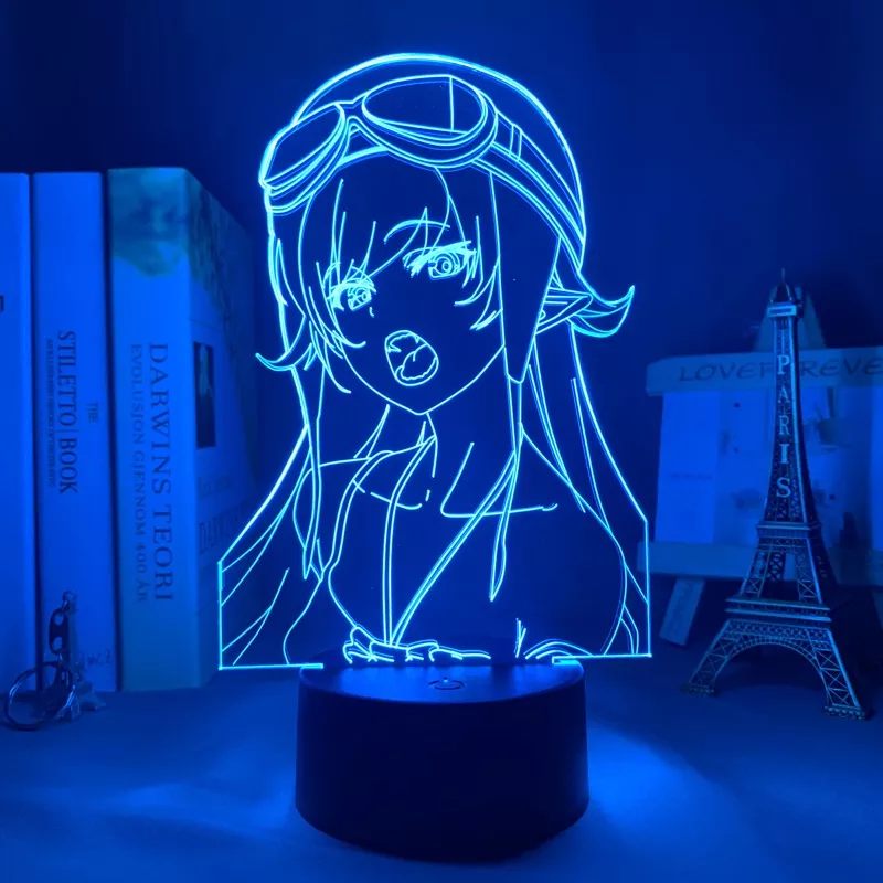 Luminária Bakemonogatari Anime luz noturna led anime para decoração de quarto, shinobu ishino luz noturna colorida manga 3d 1