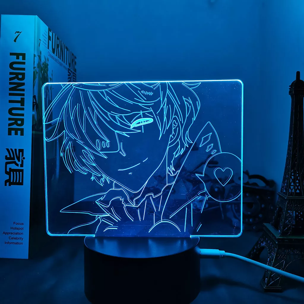 314339048 Luminária Bungo Stray Dogs Anime 3d com luz de anime, cães bungo stray serve para crianças, quarto, decoração, noite, mangá, presente, lâmpada de mesa, cães de rua