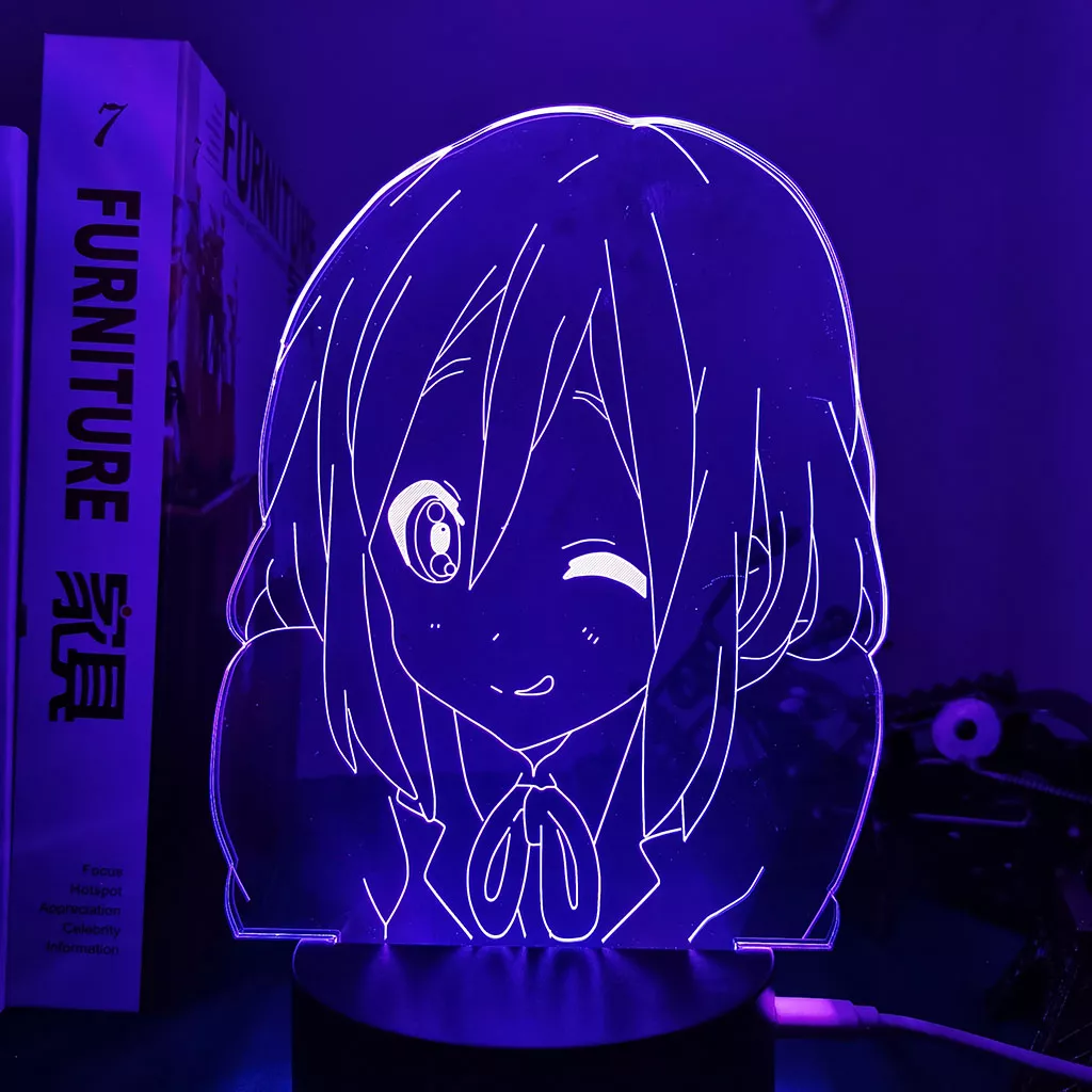 327098072 Luminária Anime K-On 3d lâmpada yui hirasawa para o quarto luz da noite decorativa criança presente de aniversário crianças decoração do quarto manga k na luz led