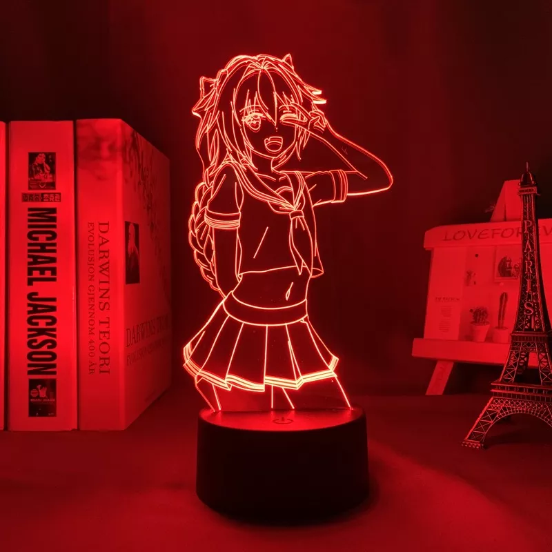 338306825 Luminária fate/apocrypha astolfo, para quarto, presente, luz noturna, anime, waifu, lâmpada de mesa 3d