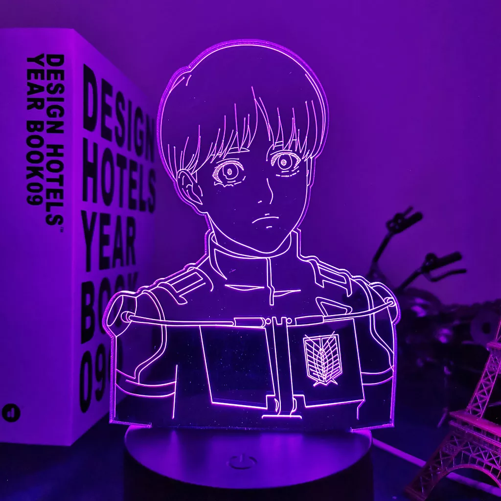 339687621 Luminária Attack On Titan Anime Luz led do anime lâmpada 3d arlinerte para decoração de quarto, luz noturna para crianças, presente de aniversário, mangá, shdobrável