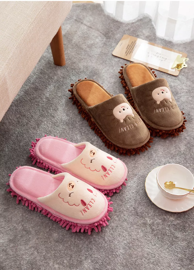 395778688 Pantufas unissex de desenho animado, chinelo de limpeza para casa com urso de gato removível