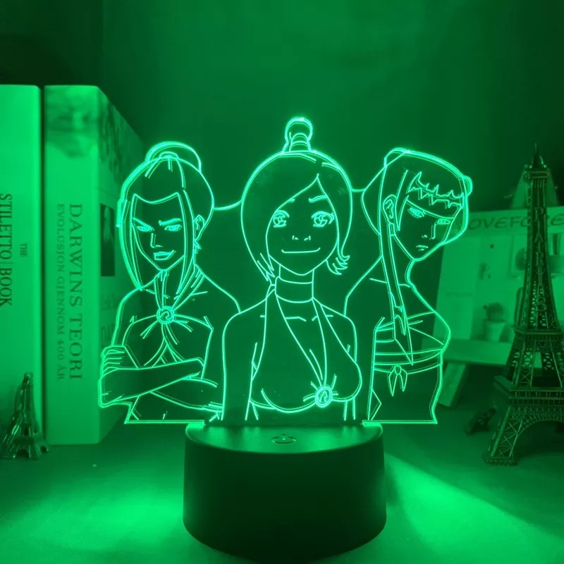 396761411 Luminária Avatar luz noturna led acrílica de avatar, a lenda de aang para crianças, quarto de criança, decoração de noite, avatar, ty lee, lâmpada 3d de presente