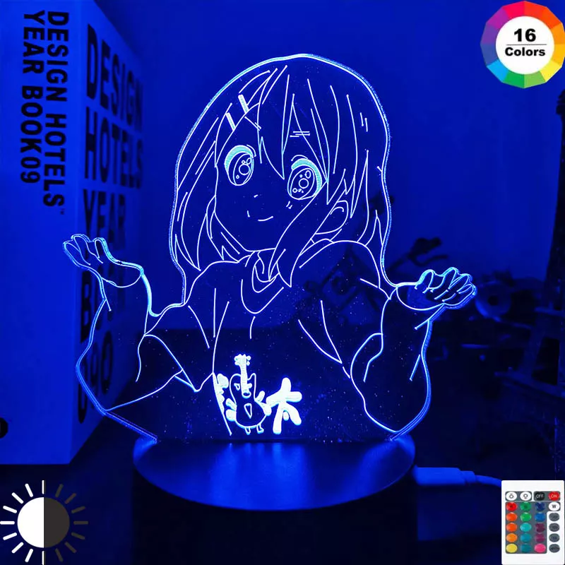 Luminária Anime K-On Lâmpada noturna de led acrílica para decoração, anime k on yui hirasawa, lâmpada decorativa 3d para sala de estar, presente de aniversário, luz de mesa mangá 4