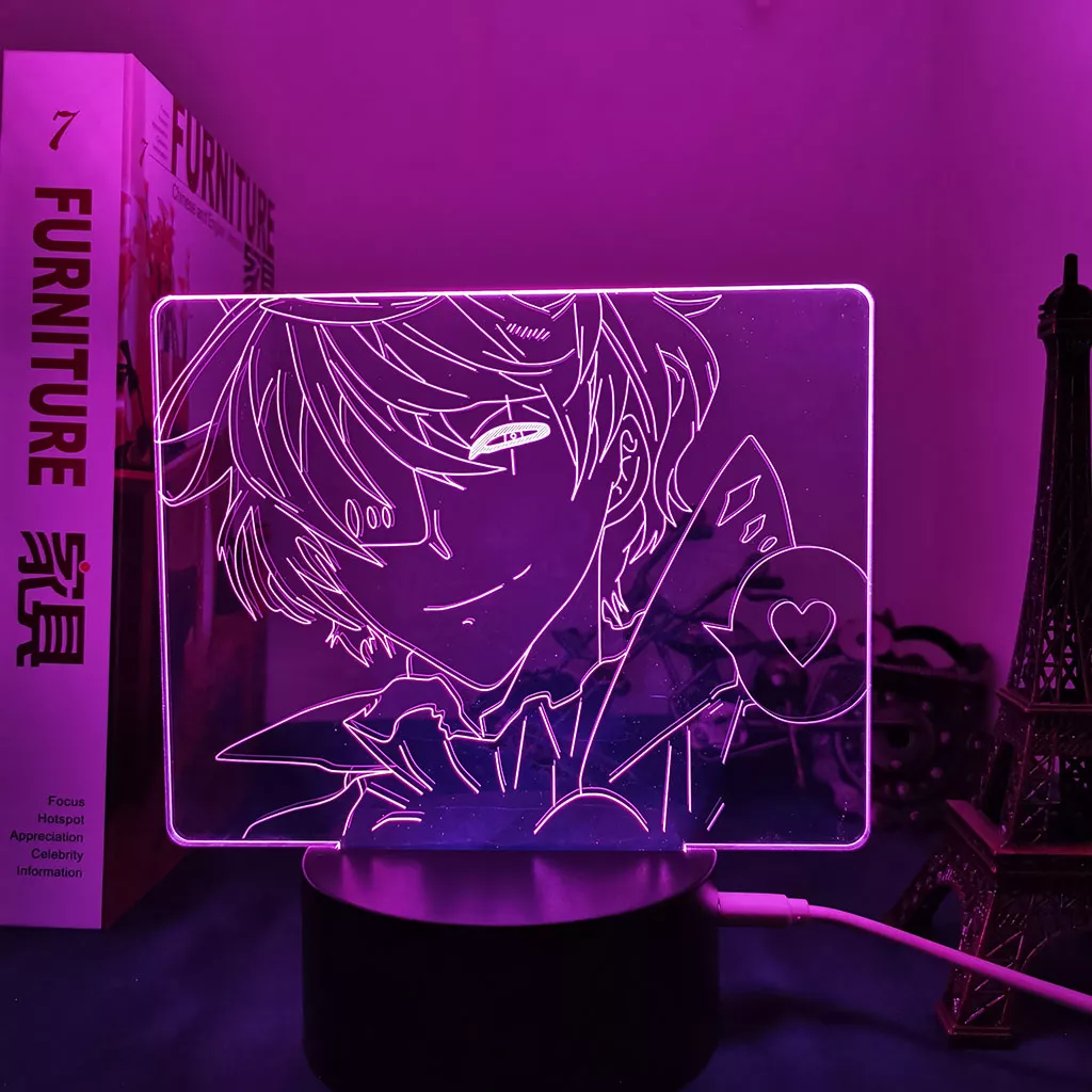 416663964 Luminária Bungo Stray Dogs Anime 3d com luz de anime, cães bungo stray serve para crianças, quarto, decoração, noite, mangá, presente, lâmpada de mesa, cães de rua