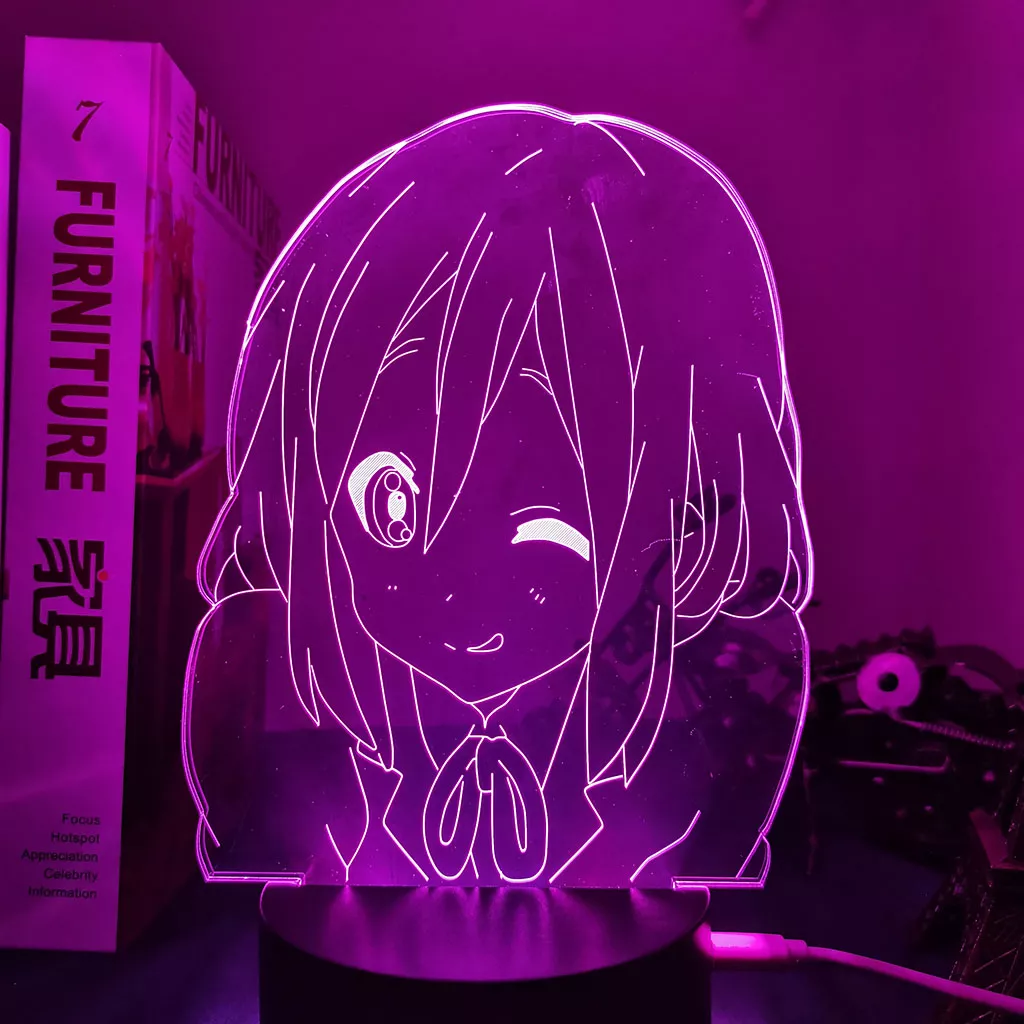 458702925 Luminária Anime K-On 3d lâmpada yui hirasawa para o quarto luz da noite decorativa criança presente de aniversário crianças decoração do quarto manga k na luz led