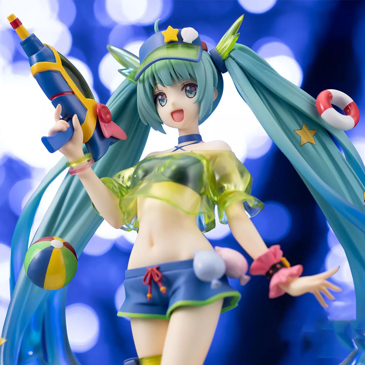 Action Figure Vocaloid Hatsune Miku figura spm verão pistola de água 22cm pvc anime estatueta modelo brinquedos para meninas presente 1