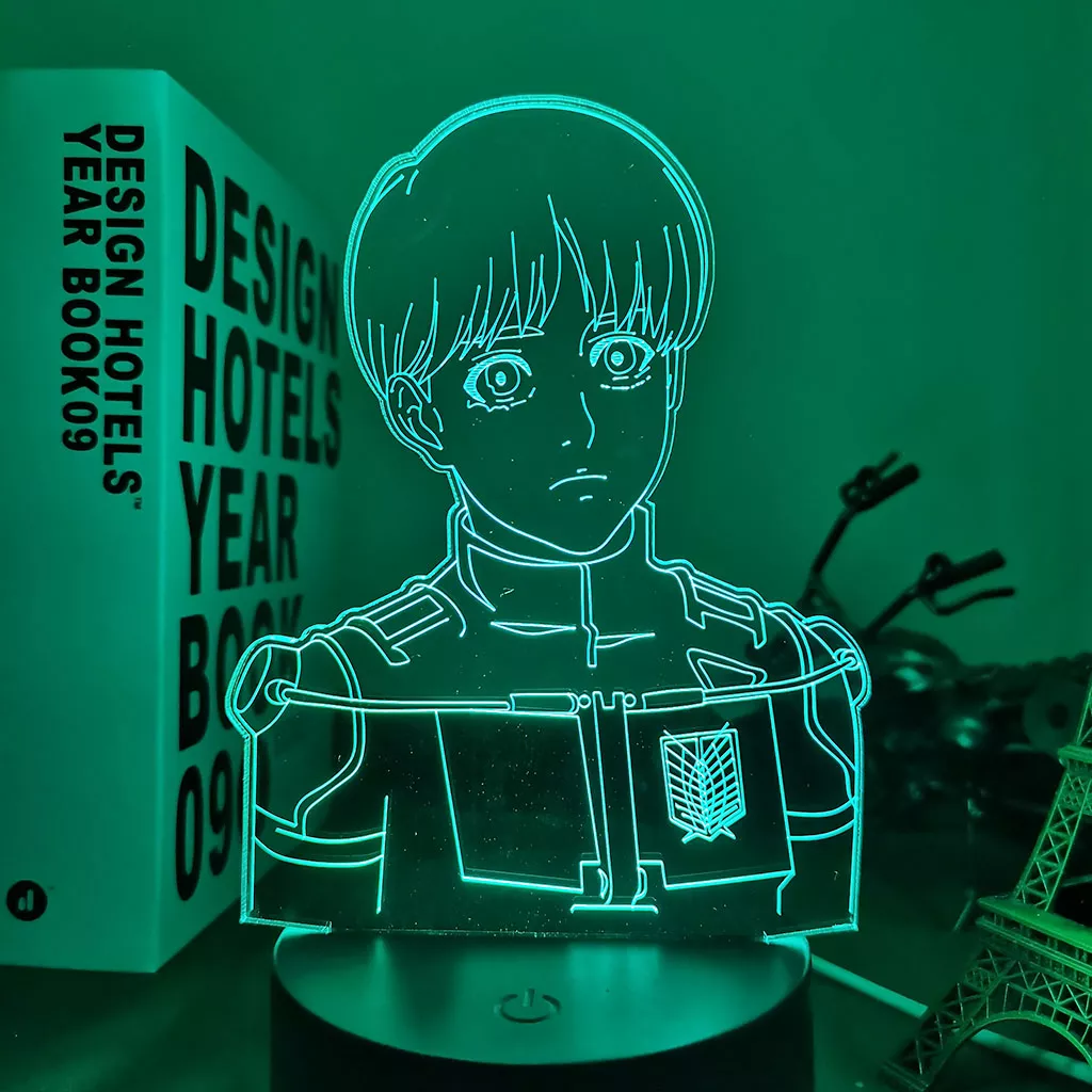 481070329 Luminária Attack On Titan Anime Luz led do anime lâmpada 3d arlinerte para decoração de quarto, luz noturna para crianças, presente de aniversário, mangá, shdobrável