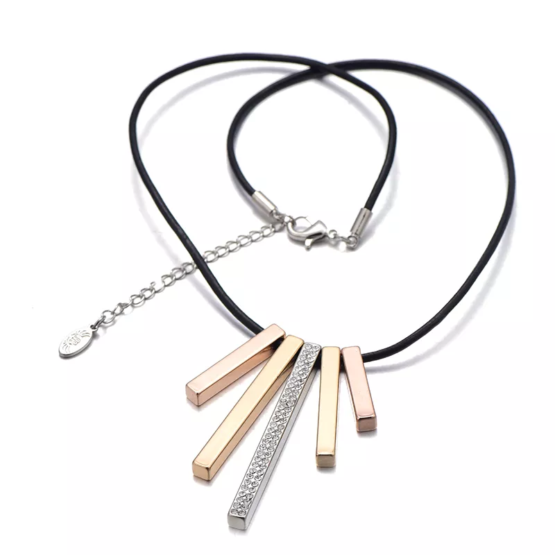 488440709 Colar retângulo com pingente femininos, corrente de couro encerado preto, colar extravagante, jóias para presente de festa 2020