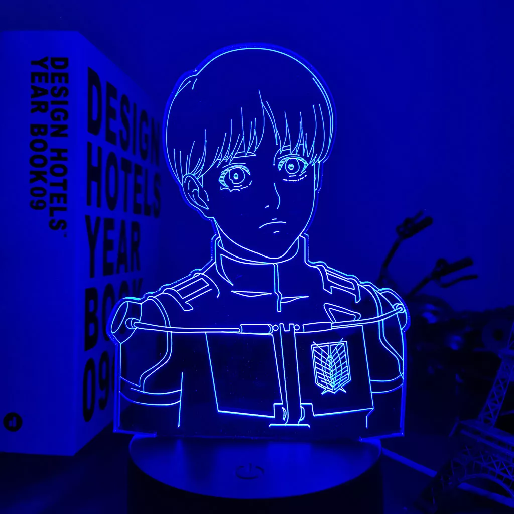 523559217 Luminária Attack On Titan Anime Luz led do anime lâmpada 3d arlinerte para decoração de quarto, luz noturna para crianças, presente de aniversário, mangá, shdobrável
