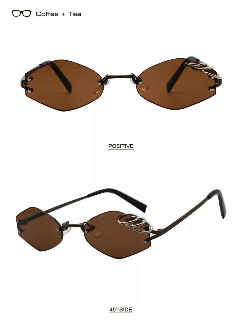 550168031 Óculos de sol decorativo sem aro de ferro, óculos retro masculino verde escuro uv400