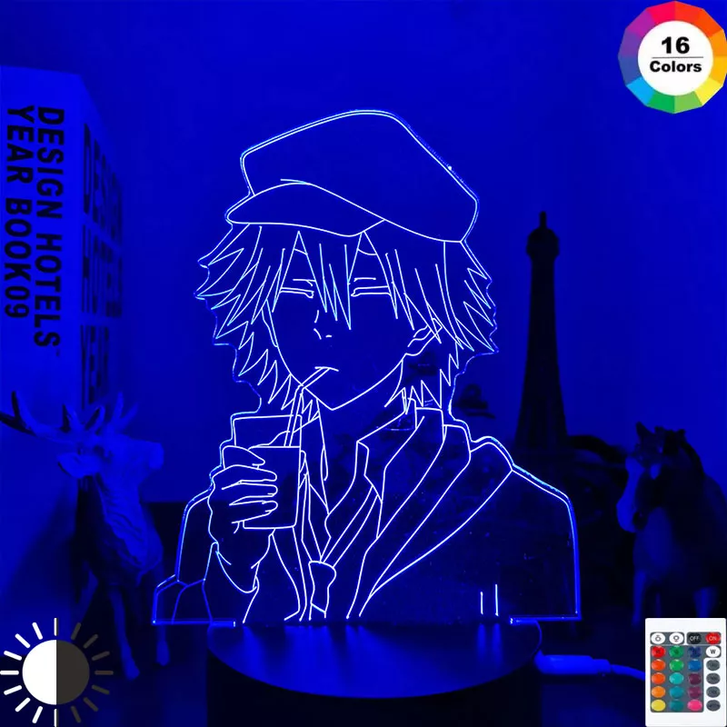 Luminária Bungo Stray Dogs Anime Bandeja de led para decoração de quarto, candeeiro de mesa 3d para decoração de quarto e presente de aniversário 1