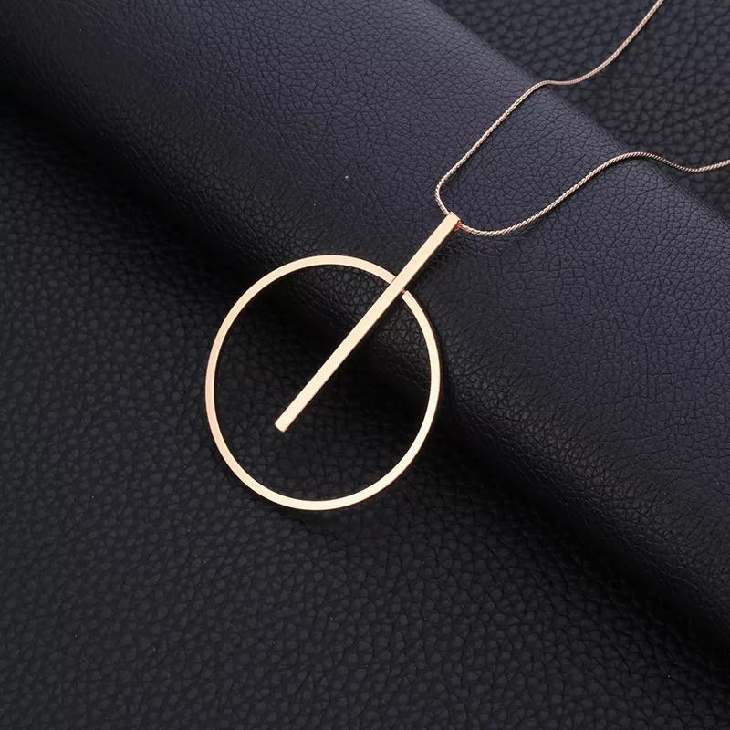 626455223 Colar simples grande rodada colar de pingente de círculo para as mulheres Círculo Minimalista de Ouro Longo Colar Elegante Collier femme 2019 Moda Jóias de Prata Hipoalergênico Cadeia Colar de Amizade