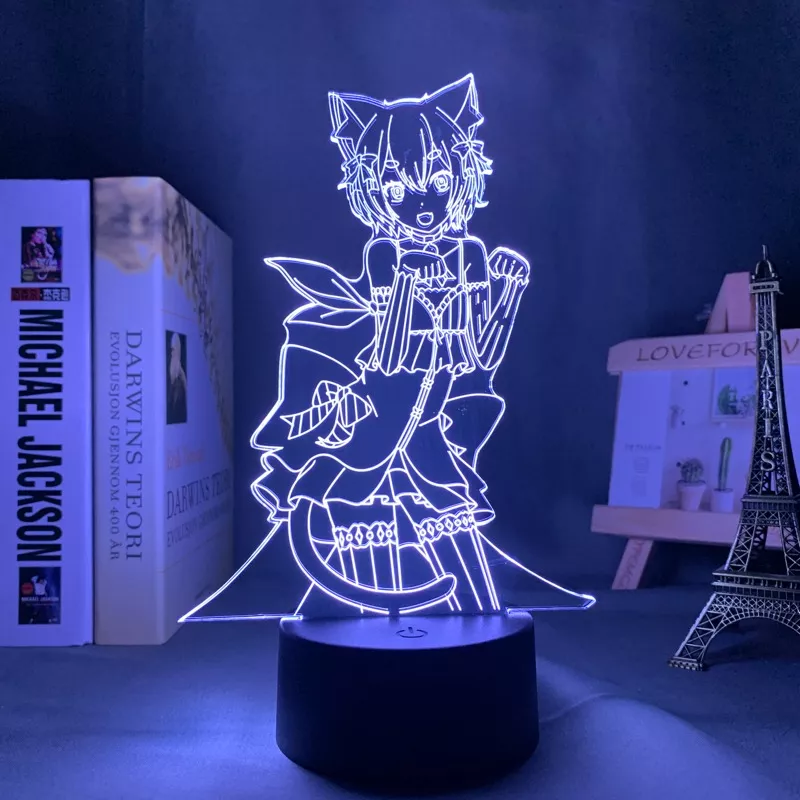 Luminária Re:Zero Starting Life in Another World Anime luz noturna led para decoração de quarto re zero, luz de anime waifu 3d lampada felix argyle re zero 1