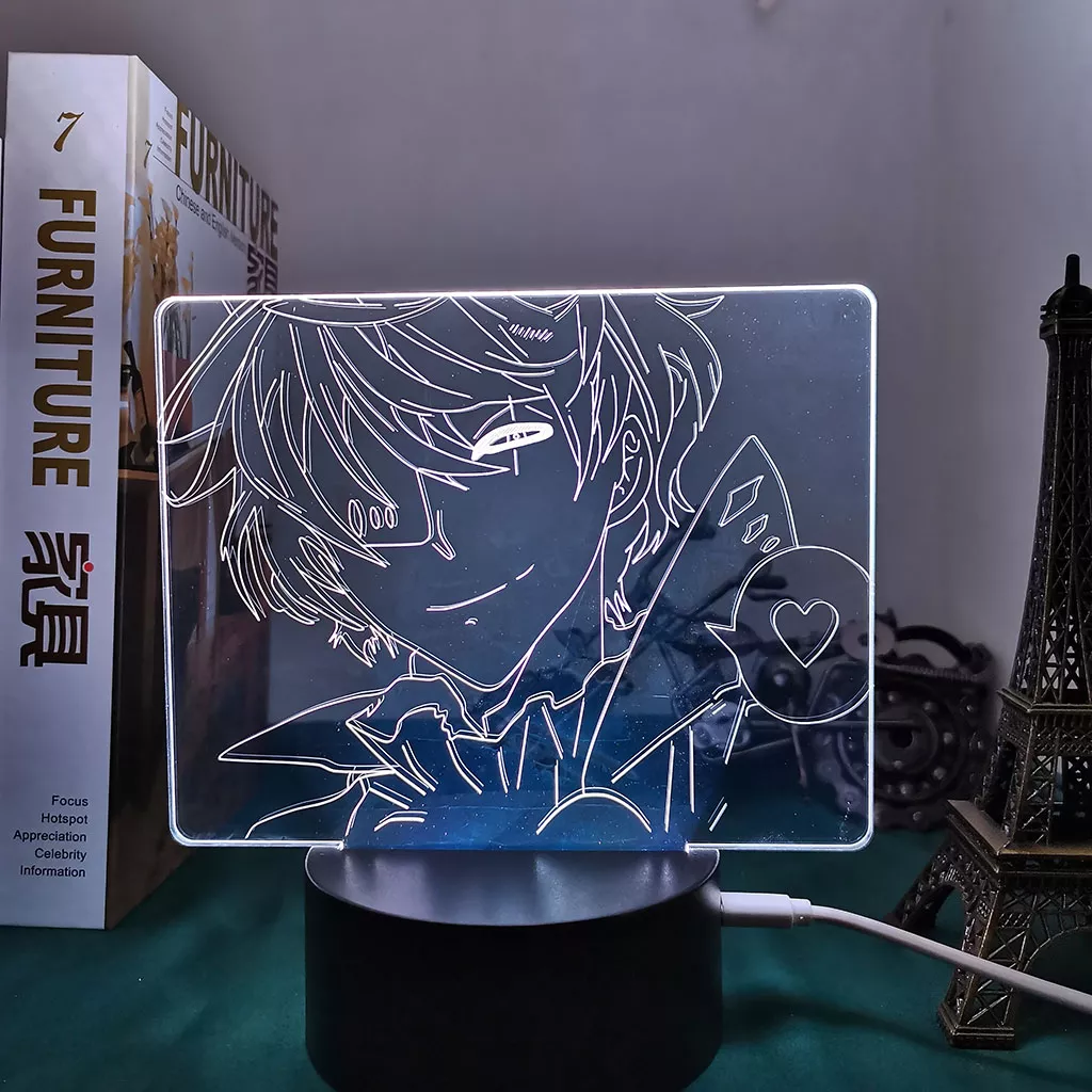 633008643 Luminária Bungo Stray Dogs Anime 3d com luz de anime, cães bungo stray serve para crianças, quarto, decoração, noite, mangá, presente, lâmpada de mesa, cães de rua