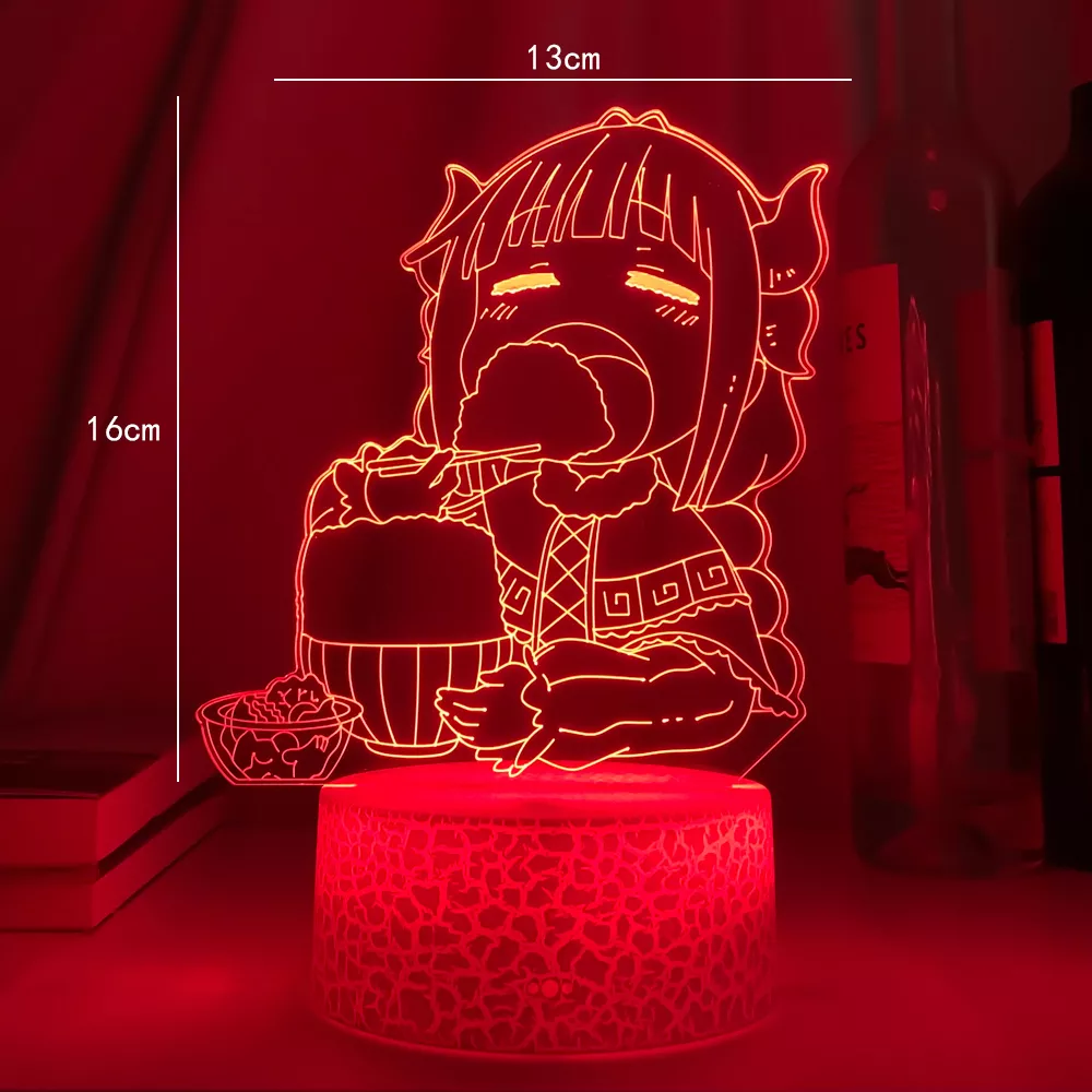 Luminária Miss Kobayashi Dragon Maid Anime lâmpada led para o quarto do miúdo decoração presente de aniversário cor em mudança 3d luz manga dragão empregada doméstica 1