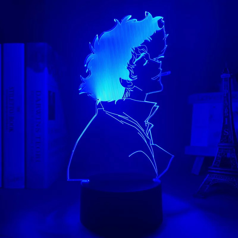 671118562 Luminária Cowboy Bebop lâmpada 3d anime, luz noturna para decoração de quarto infantil, presente de aniversário, mangá, lâmpada do bebop