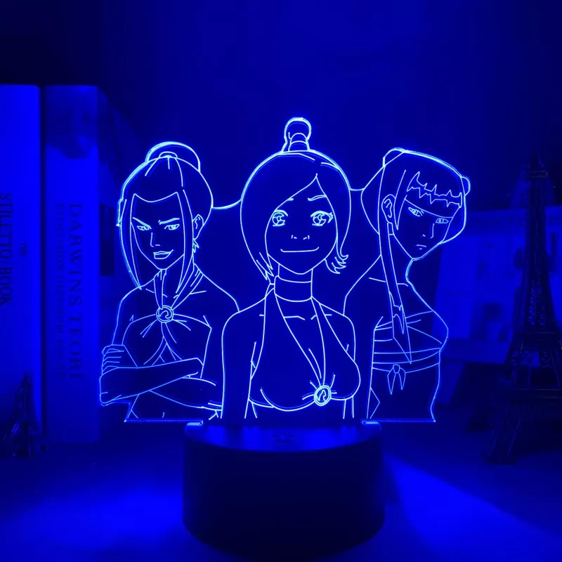 689691017 Luminária Avatar luz noturna led acrílica de avatar, a lenda de aang para crianças, quarto de criança, decoração de noite, avatar, ty lee, lâmpada 3d de presente