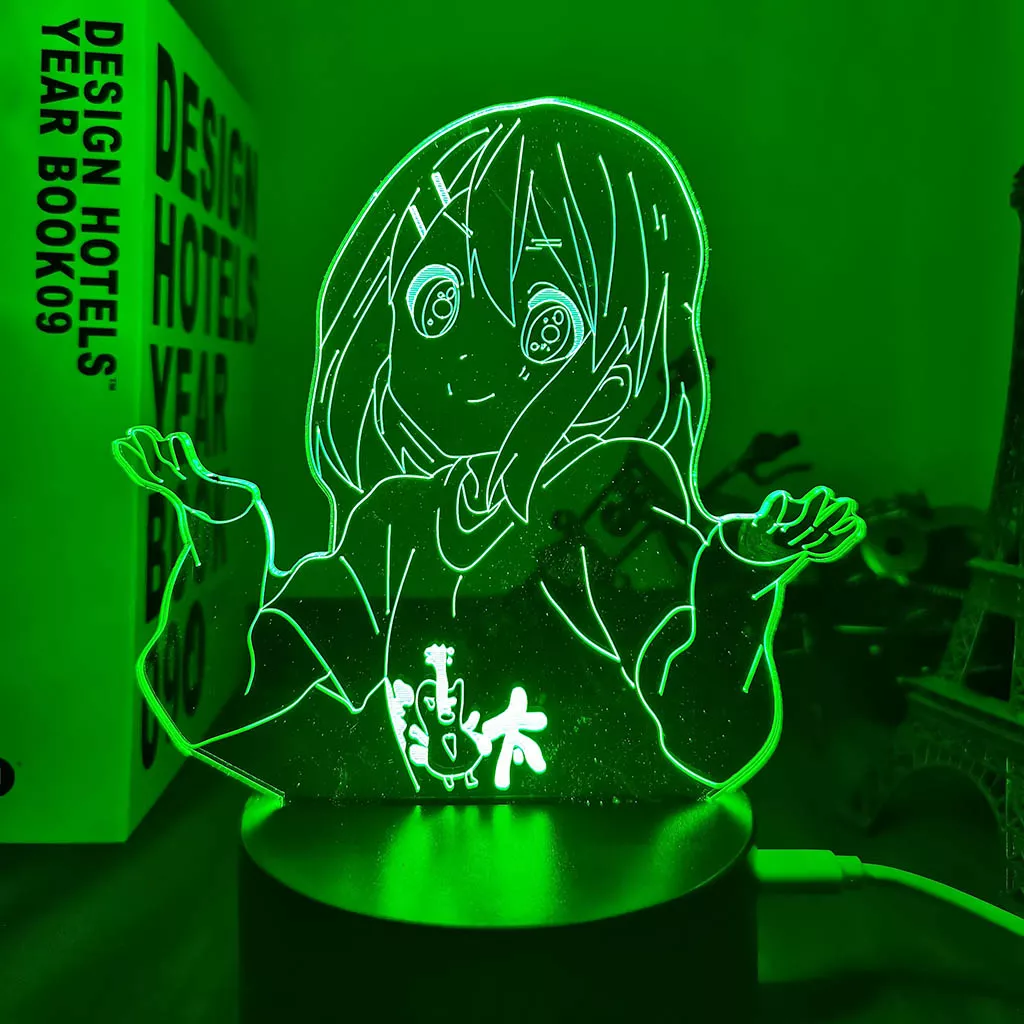743552099 Luminária Anime K-On Lâmpada noturna de led acrílica para decoração, anime k on yui hirasawa, lâmpada decorativa 3d para sala de estar, presente de aniversário, luz de mesa mangá