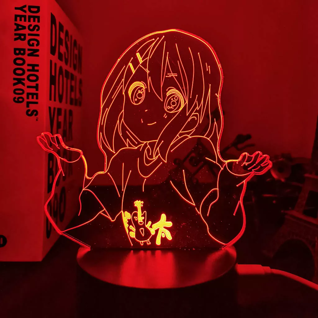 781795272 Luminária Anime K-On Lâmpada noturna de led acrílica para decoração, anime k on yui hirasawa, lâmpada decorativa 3d para sala de estar, presente de aniversário, luz de mesa mangá