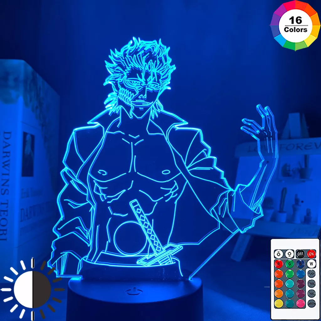 Luminária Bleach Anime lâmpada noturna de led acrílico cor branco, anime bleach mmjow jaegparte de cima, luz noturna para decoração de quarto, presente lixívia, luminária 3d neon 1