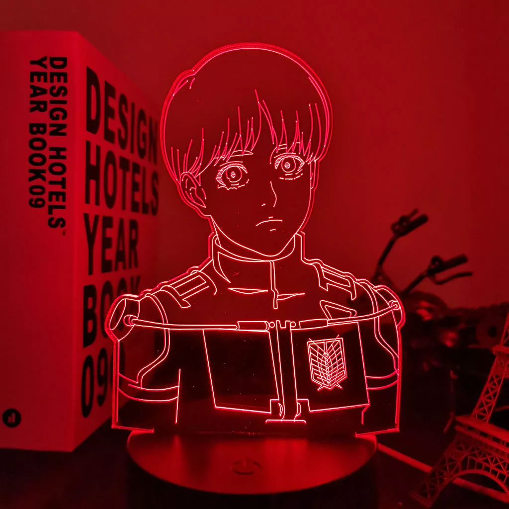 82047940 Luminária Attack On Titan Anime Luz led do anime lâmpada 3d arlinerte para decoração de quarto, luz noturna para crianças, presente de aniversário, mangá, shdobrável