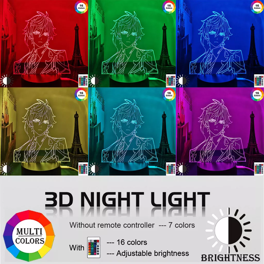 Luminária Genshin Impact Acrílico lâmpada led zhongli led night light jogo 2