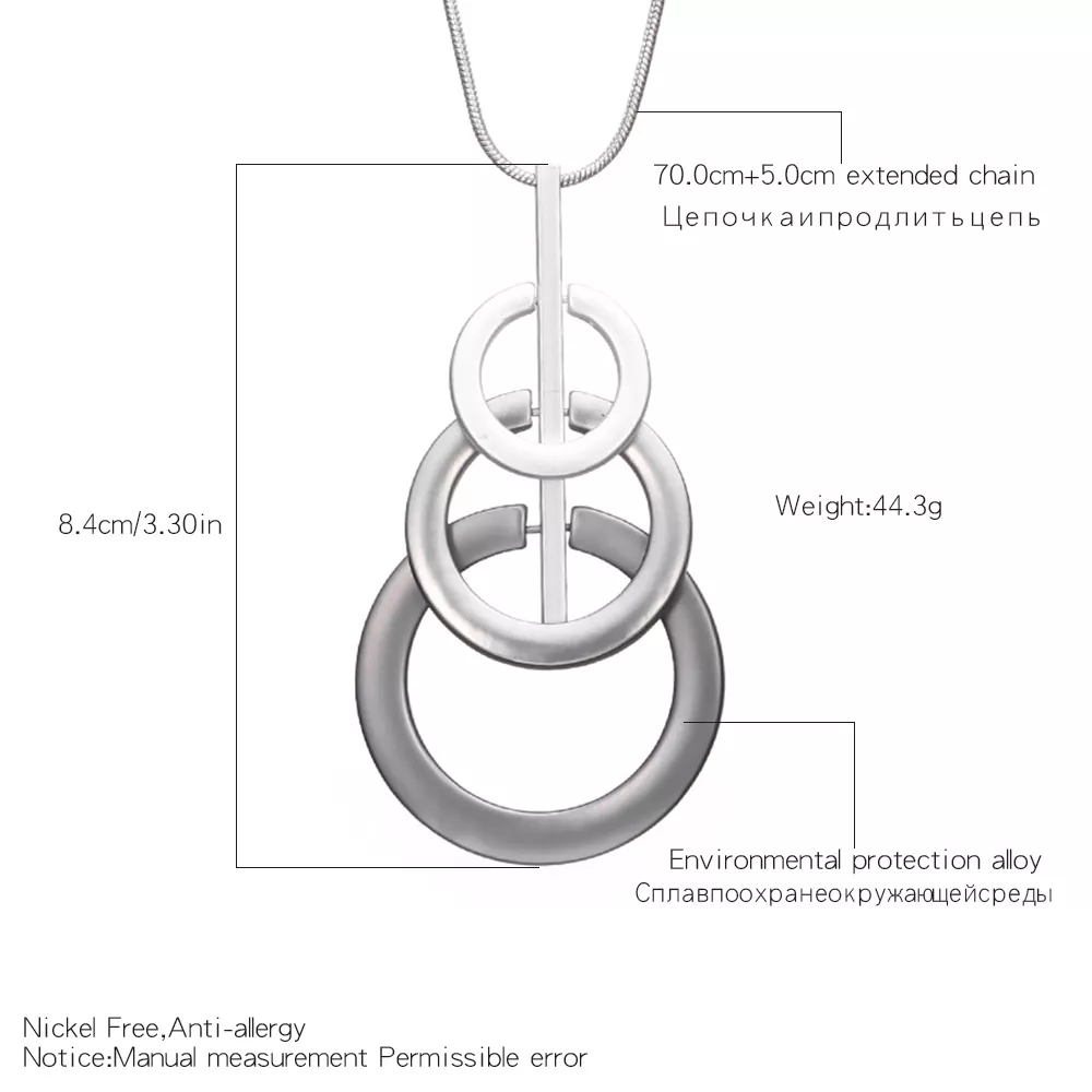 864246115 Colar Da Forma das mulheres Simples Sircle Projeto Pingente Camisola Cadeia Colar Longo Para A Mulher Presente Da Jóia 7 Cores Dropshipping