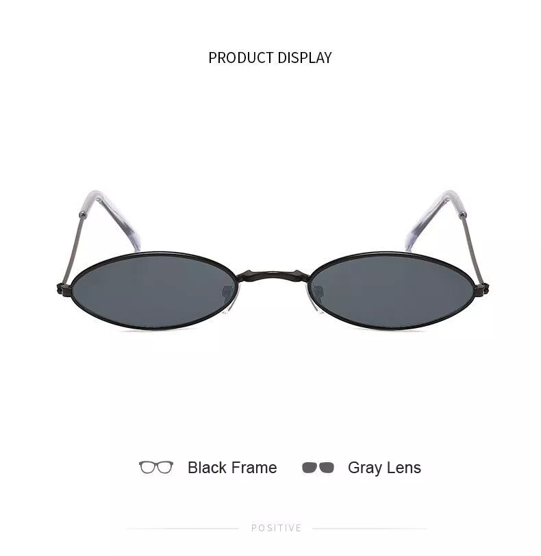 865854476 Óculos de sol retrô pequeno oval feminino, óculos escuro de marca vintage preto vermelho de metal colorido para mulheres fashion de grife