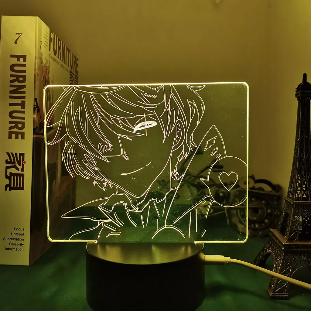 904837605 Luminária Bungo Stray Dogs Anime 3d com luz de anime, cães bungo stray serve para crianças, quarto, decoração, noite, mangá, presente, lâmpada de mesa, cães de rua