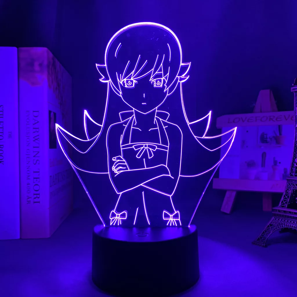 Luminária Anime bakemonogatari shinobu oshino led night light para decoração do quarto luz brithday presente bakemonogatari quarto lâmpada de mesa 3d 1