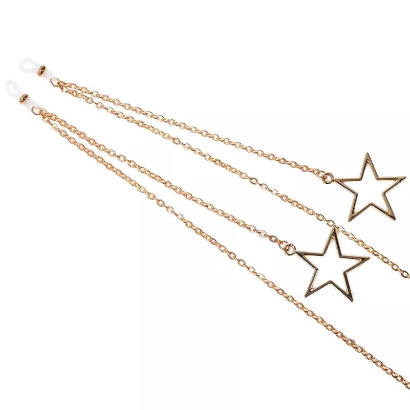 973641132 Óculos cordão feminino com pingente de estrela, cordão de óculos de sol para leitura, cordão com suporte de pescoço