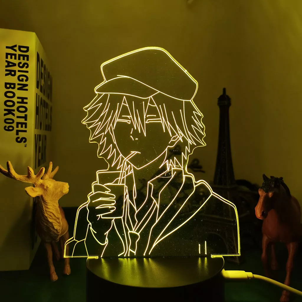 98113166 Luminária Bungo Stray Dogs Anime Bandeja de led para decoração de quarto, candeeiro de mesa 3d para decoração de quarto e presente de aniversário