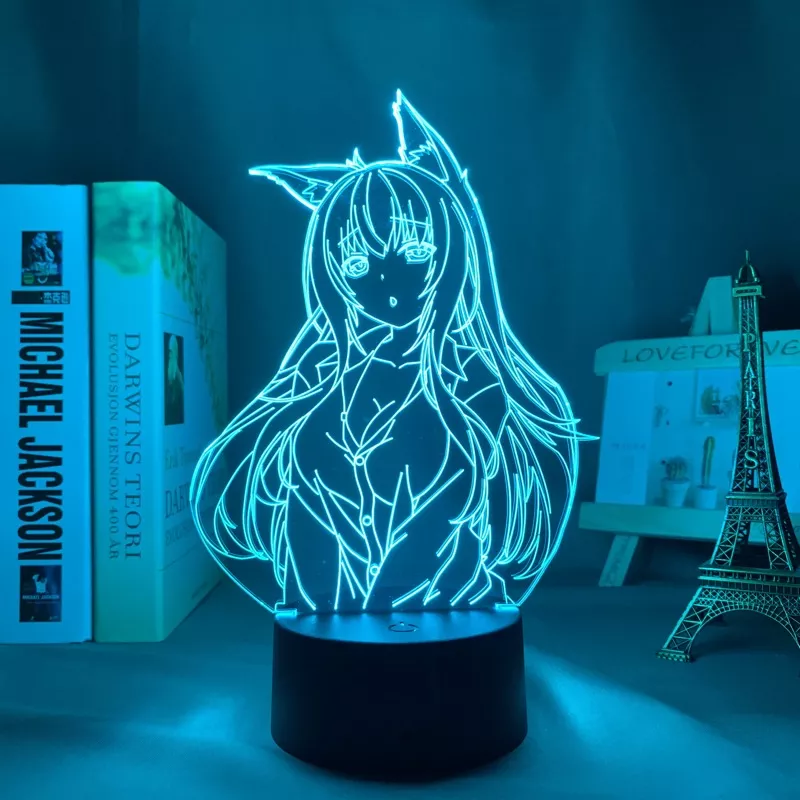 1033111901 1 Luminária Nekopara Anime luminária led noturna para decoração de quarto, luz de mesa 3d de anime waifu