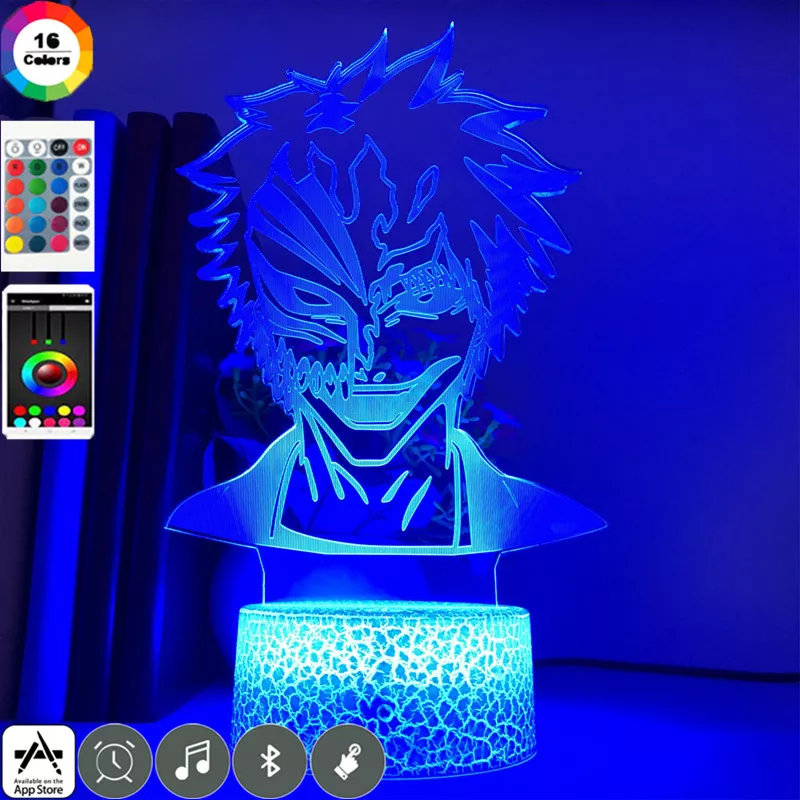 1068519810 1 Luminária Bleach Anime lâmpada noturna de led 3d kurosaki ichigo, lâmpada noturna led para decoração de quarto infantil, luminária de mesa brinquedos para presente