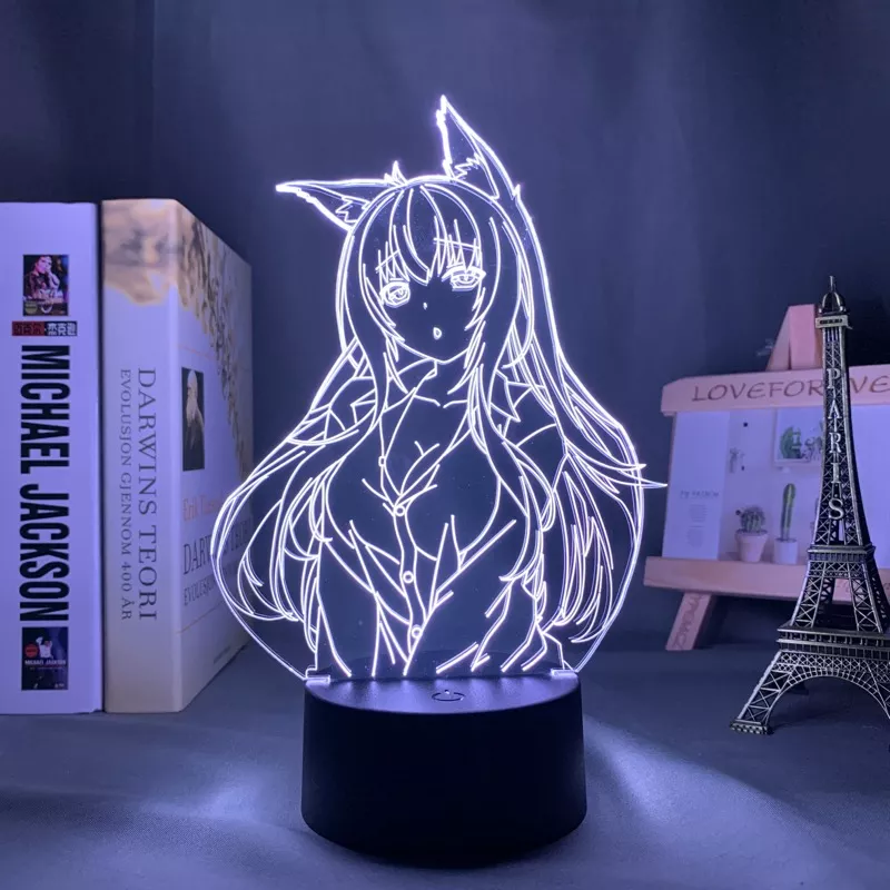 Luminária Nekopara Anime luminária led noturna para decoração de quarto, luz de mesa 3d de anime waifu 2