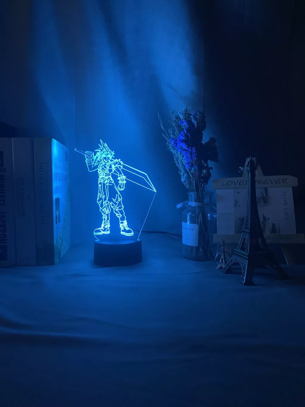 129730889 1 Luminária Final Fantasy luz noturna em led 3d, crianças, luz noturna colorida para decoração de quarto, usb, lâmpada de mesa, jogo final, presente fantasia