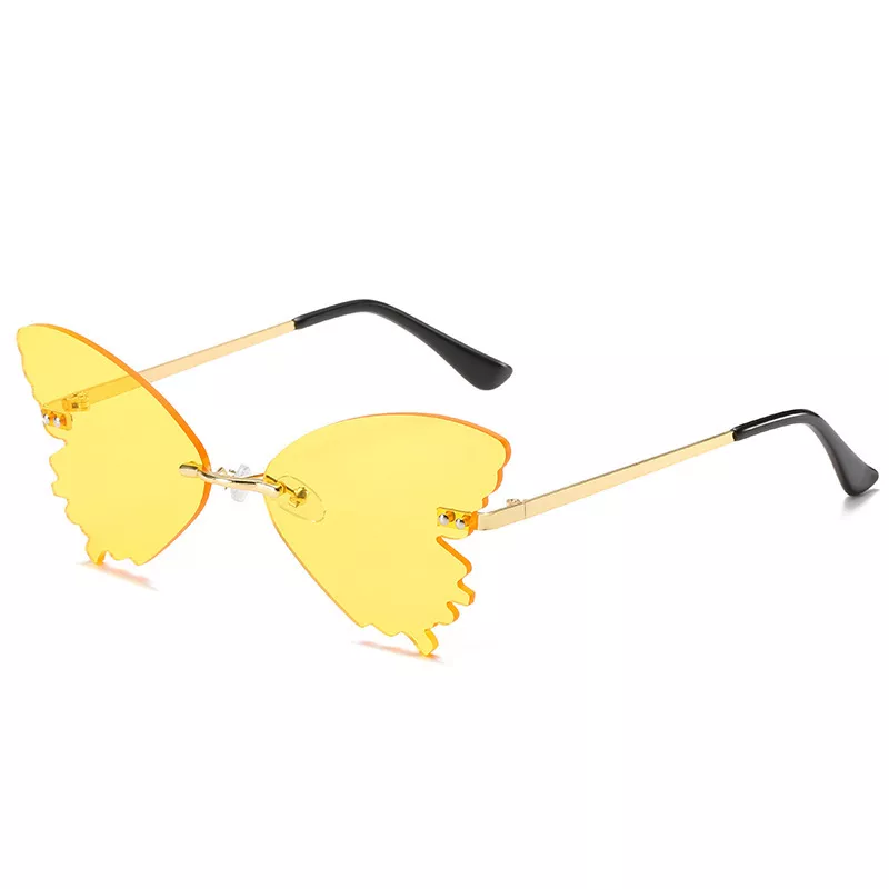 Óculos de sol borboleta óculos de sol feminino design de marca de luxo sem aro gato olho óculos de sol tendência onda óculos streetwear 4
