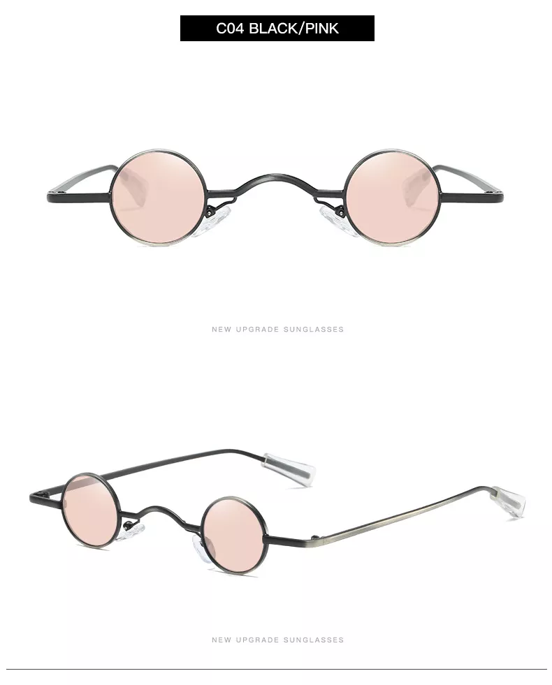 1335690131 1 Óculos de sol vintage masculino, punk rock, clássico, redondo, pequeno, ponte larga, armação de metal, lentes pretas, para dirigir