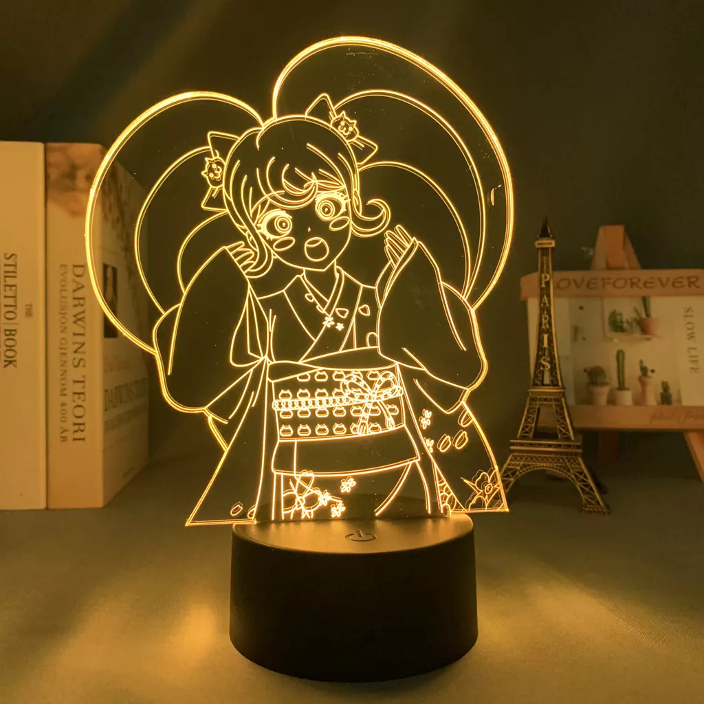 1375860323 1 Luminária Danganronpa mangá, lâmpada de led hiyoko saionji, para decoração de quarto de criança, luz noturna, presente de aniversário, mesa, anime, luz 3d