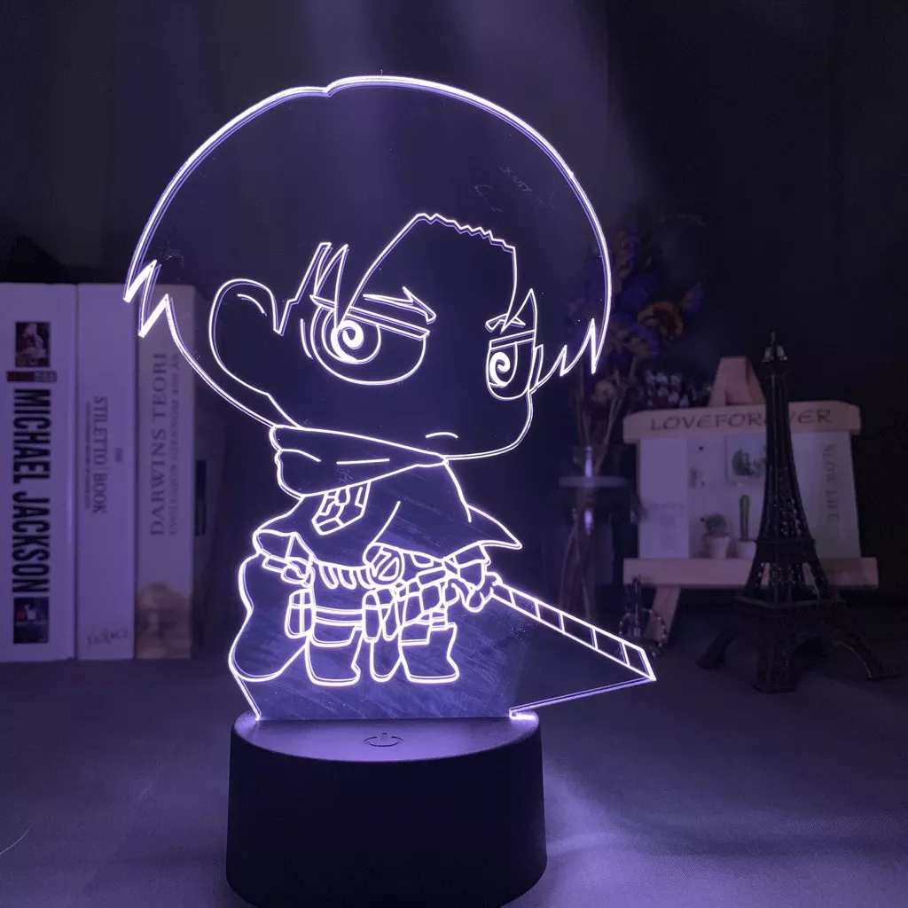 Luminária Attack on Titan Anime lâmpada 3d night light ataque em titan chibi figura nightlight para decoração de casa luz colorida bateria lâmpada noite presente 2