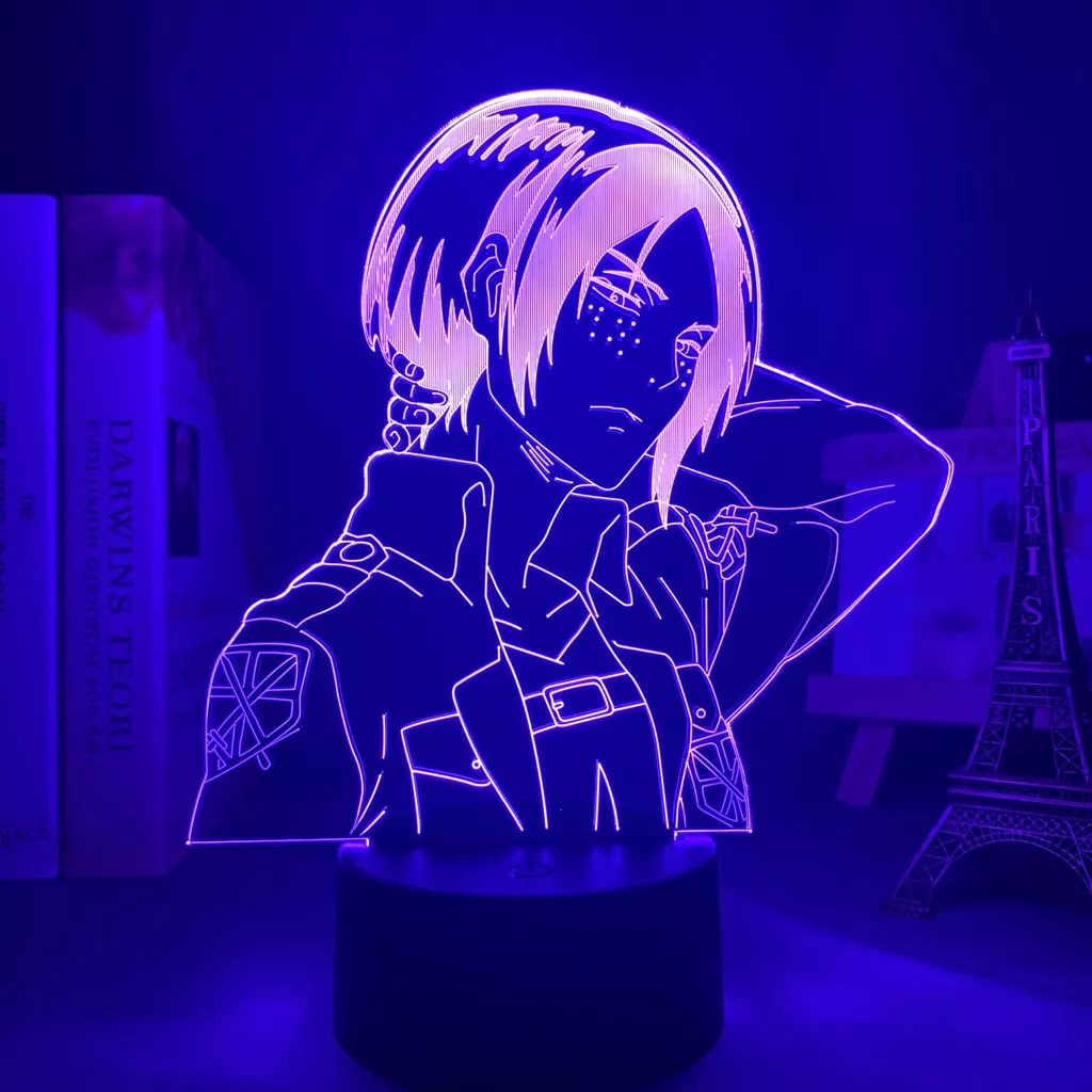 Luminária Attack on Titan Anime lâmpada acrílica 3d ymir luz noturna de led para decoração de quartos em titan on, ymir 1