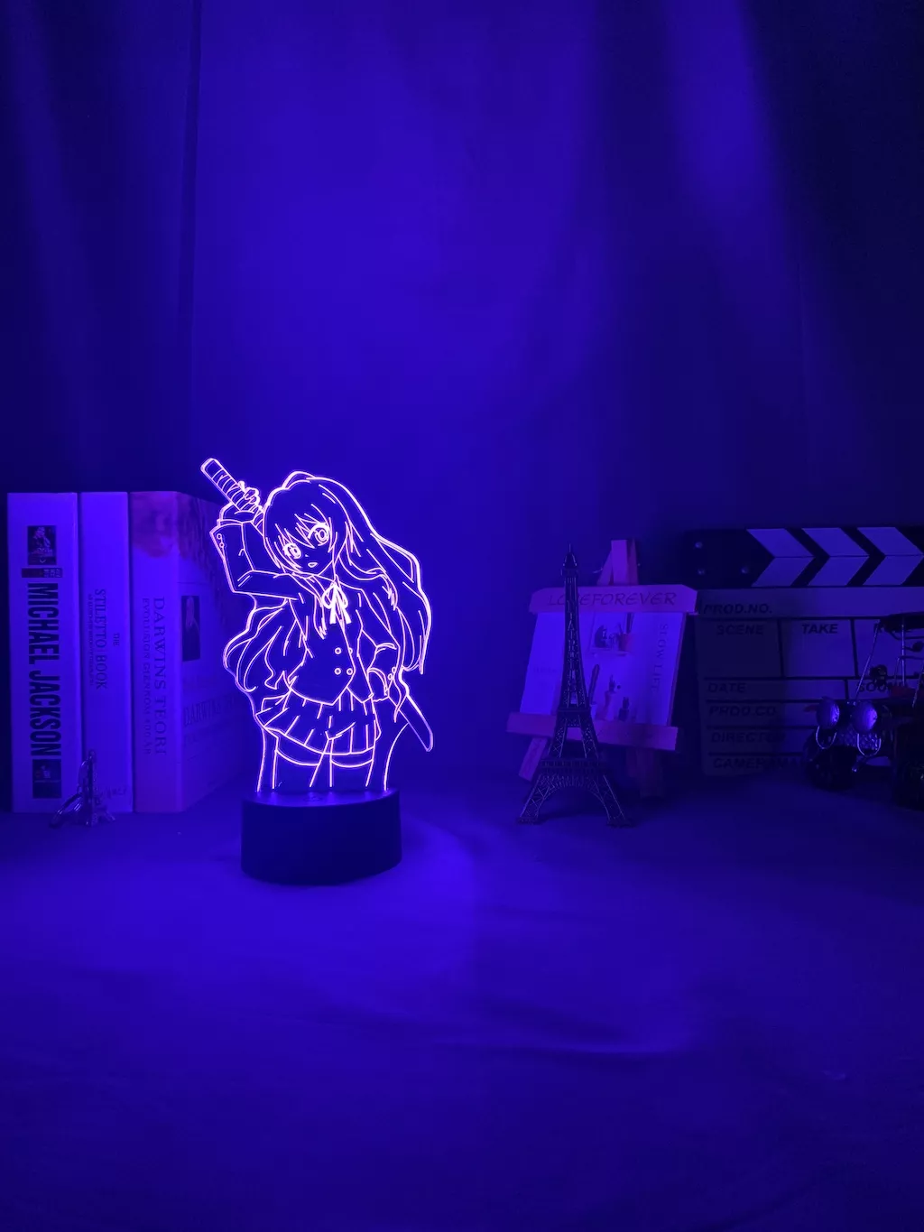 Luminária Toradora Anime Taiga luz noturna em led, para decoração de quarto, luz noturna colorida, anime waifu 3d 4