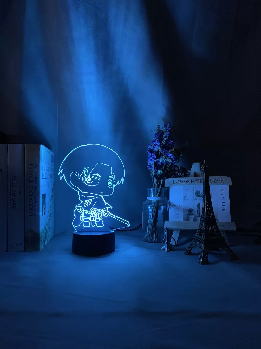 Luminária Attack on Titan Anime lâmpada 3d night light ataque em titan chibi figura nightlight para decoração de casa luz colorida bateria lâmpada noite presente 4