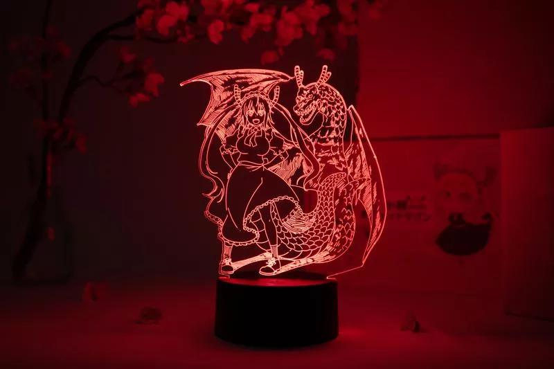 1468999374 1 Luminária Tohru Miss Kobayashi Dragon Maid Anime figura anime luz da noite led para decoração do quarto lâmpada presente de aniversário manga tohru 3d luz